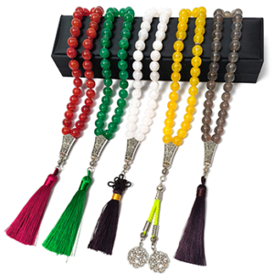 Islamic Prayer Tasbih, Agate Material, 10mm, 33 Beads, Muslim Misbaha Bracelet, Religious Prayer Beads
