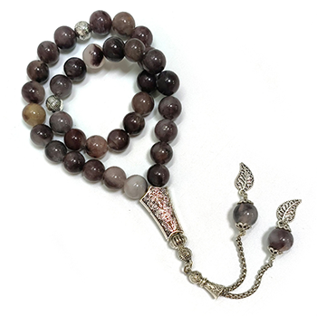 Muslim Tasbih Prayer Beads Agate Pansy10mm 33 Beads Islamic Misbaha Rosary Pilgrimage Hajj Beads