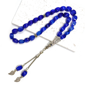 Muslim Tasbih Prayer Beads, Agate 10×14mm, Islamic Misbaha Rosary, Pilgrimage Hajj Beads
