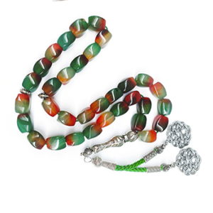Muslim Tasbih Prayer Beads, Agate 8*12mm, Islamic Misbaha Rosary, Pilgrimage Hajj Beads