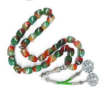 Muslim Tasbih Prayer Beads, Agate 8*12mm, Islamic Misbaha Rosary, Pilgrimage Hajj Beads