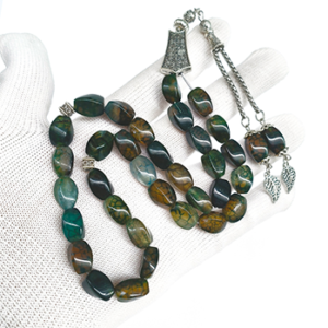 Muslim Tasbih Prayer Beads, Agate 10×14mm, Islamic Misbaha Rosary