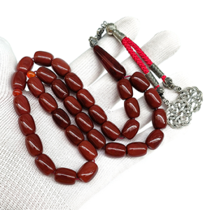 Muslim Tasbih Prayer Beads, Agate 10×14mm, Islamic Misbaha Rosary, Pilgrimage Hajj Beads