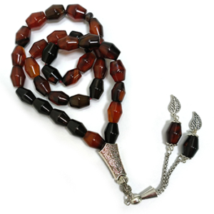 Hongshi Tasbih Agate Tasbih Agate 10×14mm, Islamic Misbaha Rosary, Pilgrimage Hajj Beads