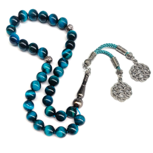 33 Beads Natural Tiger Eye Tasbih, Islamic Prayer Beads