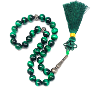 33 Beads Natural Tiger Eye Tasbih, Islamic Prayer Beads