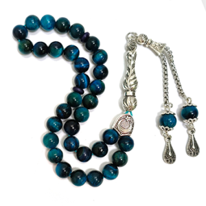 33 Beads Natural Tiger Eye Tasbih, Islamic Prayer Beads