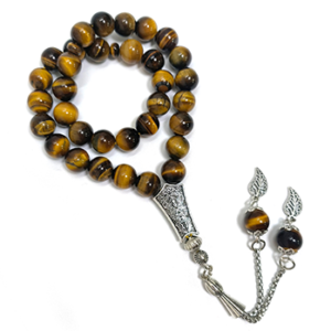 33 Beads Natural Tiger Eye Tasbih, Islamic Prayer Beads