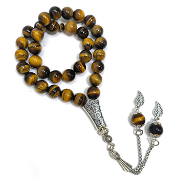 33 Beads Natural Tiger Eye Tasbih, Islamic Prayer Beads