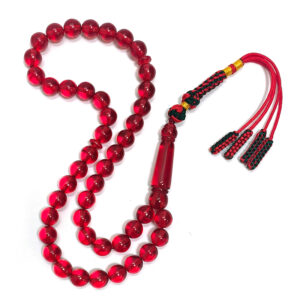 New Burgundy Resin Colorful Handmade Tasbih, 10mm 51-Bead with Alloy Tassel, Islamic Gift Muslim Misbaha