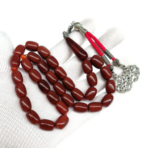 Muslim Tasbih Prayer Beads, Agate 10×14mm, Islamic Misbaha Rosary, Pilgrimage Hajj Beads