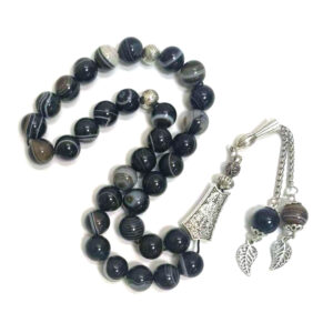 Islamic prayer beads, Arabic bracelet, Kaaba pattern, 10mm, 33 beads, stylish handmade Muslim Misbaha Tasbih