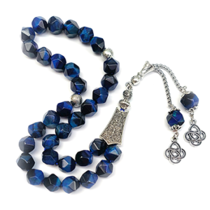33 Beads Natural Tiger Eye Tasbih, Islamic Prayer Beads