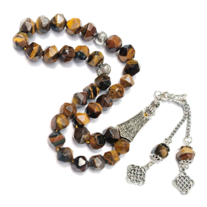 33 Beads Natural Tiger Eye Tasbih, Islamic Prayer Beads
