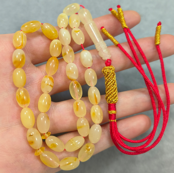 Muslim Prayer Tasbih Natural Baltic Amber from Russia 6X10mm Beads